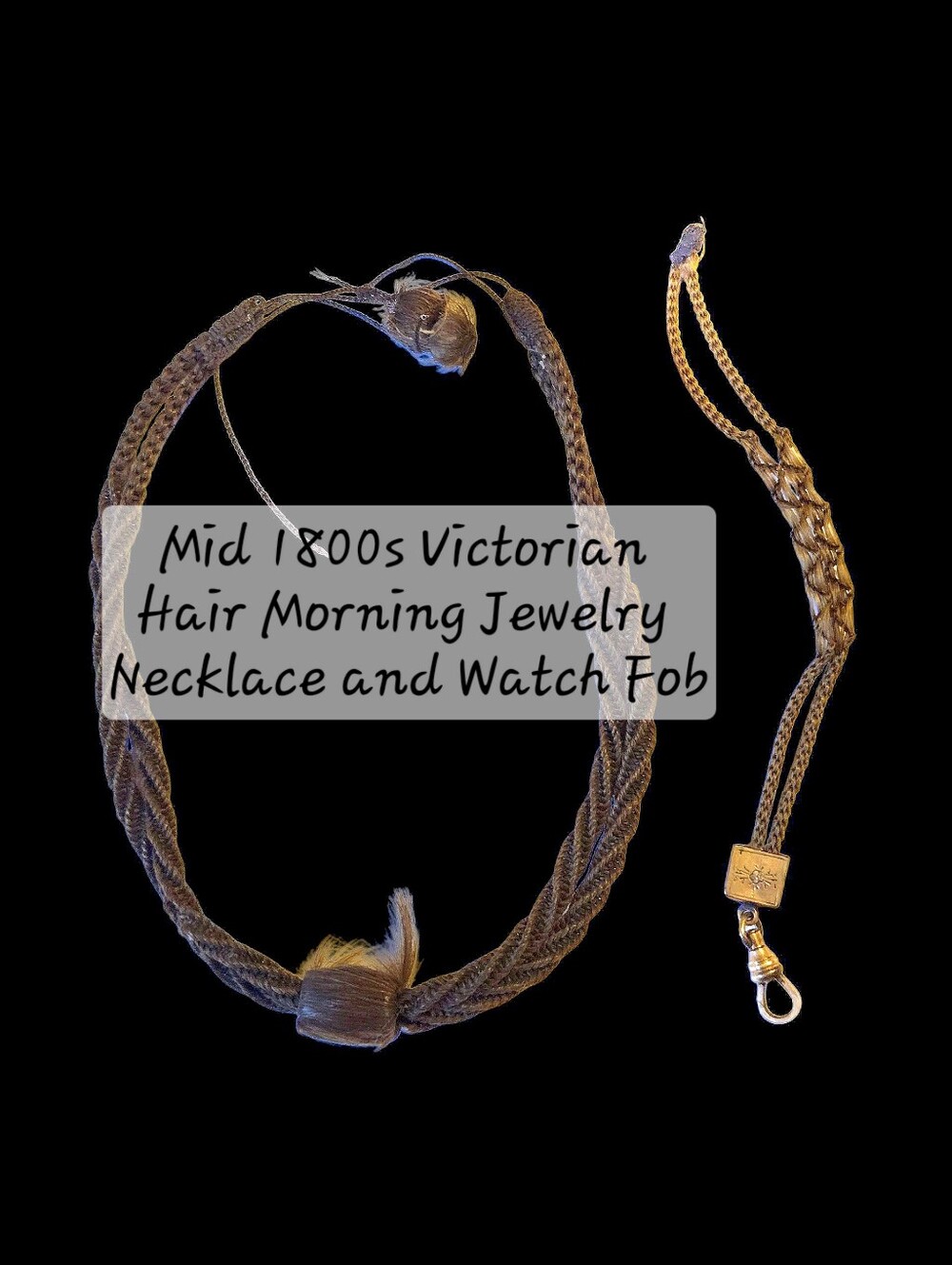 2 pieces of Victorian Hair Morning Jewelry from mid 1800s